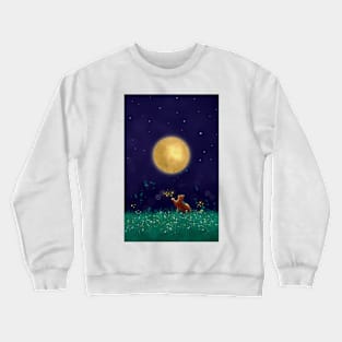 Moon Cat on the grass Crewneck Sweatshirt